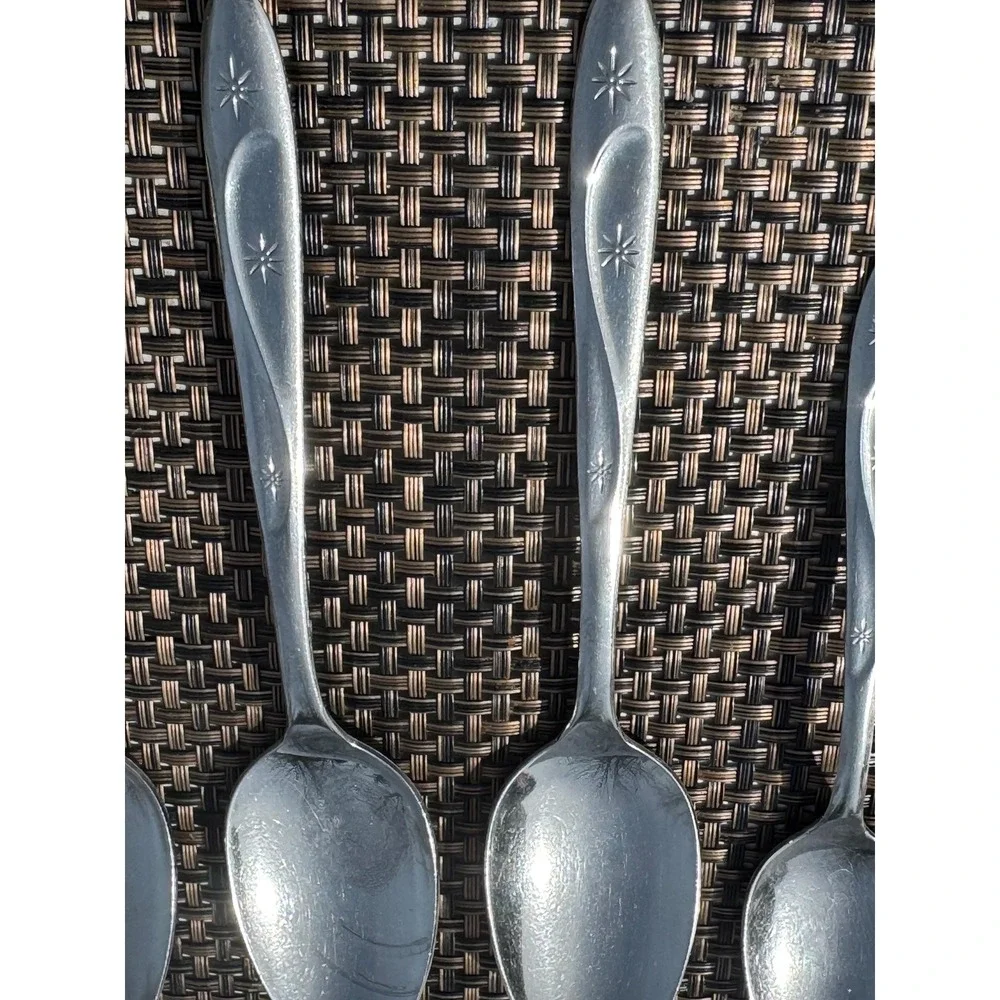 Americana Star Atomic Star Stainless Flatware Mid Century 14 Pc Spoons 1950s